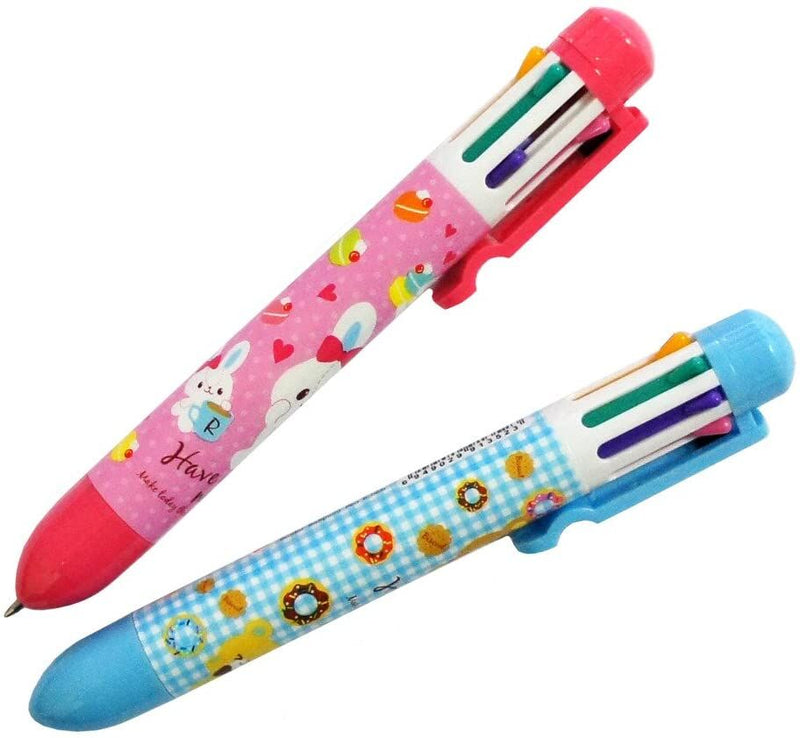 Pack of 2 children's retractable ballpoint pens with assorted designs.