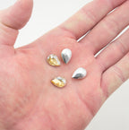 Golden Champagne Crystal Glass Teardrop Sew On Embellishments with Silver-Grey Tone Backing - 10 x 14mm - Pack of 50