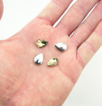 Crystal Yellow Glass Teardrop Sew On Embellishments with Silver-Grey Tone Backing - 10 x 14mm - Pack of 50