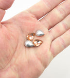 Rose Brown Crystal Glass Teardrop Sew On Embellishments with Silver-Grey Tone Backing - 10 x 14mm - Pack of 50