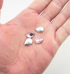 Light Pink Crystal Glass Teardrop Sew On Embellishments with Silver-Grey Tone Backing - 10 x 14mm - Pack of 50