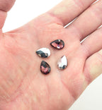 Coffee Crystal Glass Teardrop Sew On Embellishments with Silver-Grey Tone Backing - 10 x 14mm - Pack of 50