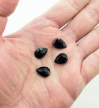 Black Crystal Glass Teardrop Sew On Embellishments with Silver-Grey Tone Backing - 10 x 14mm - Pack of 50
