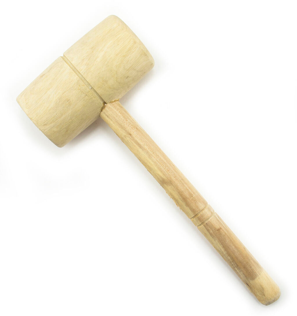 Wooden mallet showing head dimensions of 50 x 100mm.