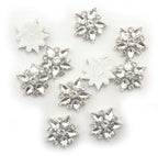 Five-point clear crystal glass star embellishments on white felt backing.