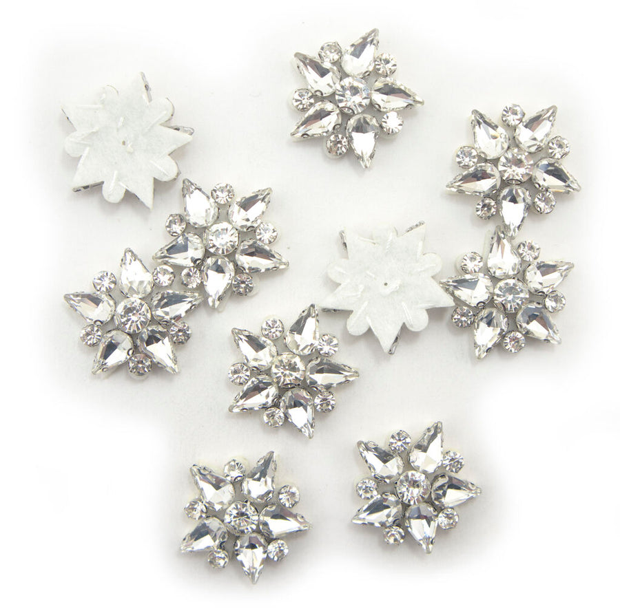 Five Point Clear Crystal Glass Star Embellishments With Felt Backings