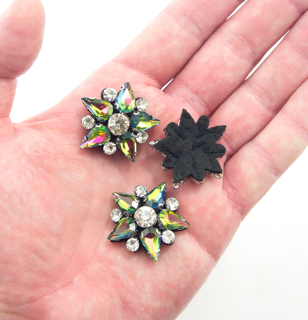 Black felt backing of the crystal glass star embellishments.