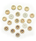 Pack of 20 round gold tone crystal embellishments