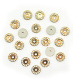 Pack of 20 round gold tone crystal embellishments