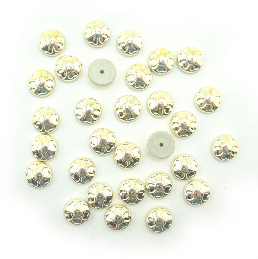 Clover Gold Tone Trims Embellishments with Pin Fix - 10 mm Diameter - Pack of 30