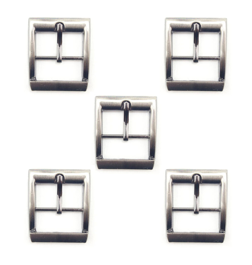 Set of 4 square metal buckles in gunmetal tone, displayed on a white background.