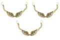 Gold tone angel wings pendant displayed on a white background.