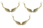 Gold tone angel wings pendant displayed on a white background.