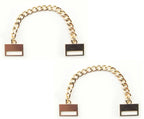 Gold tone pendant chain displayed on a white background.