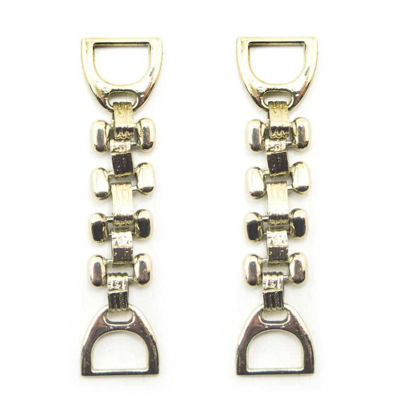 Gold tone metal buckle for shoes and bags, 58 x 15 mm.