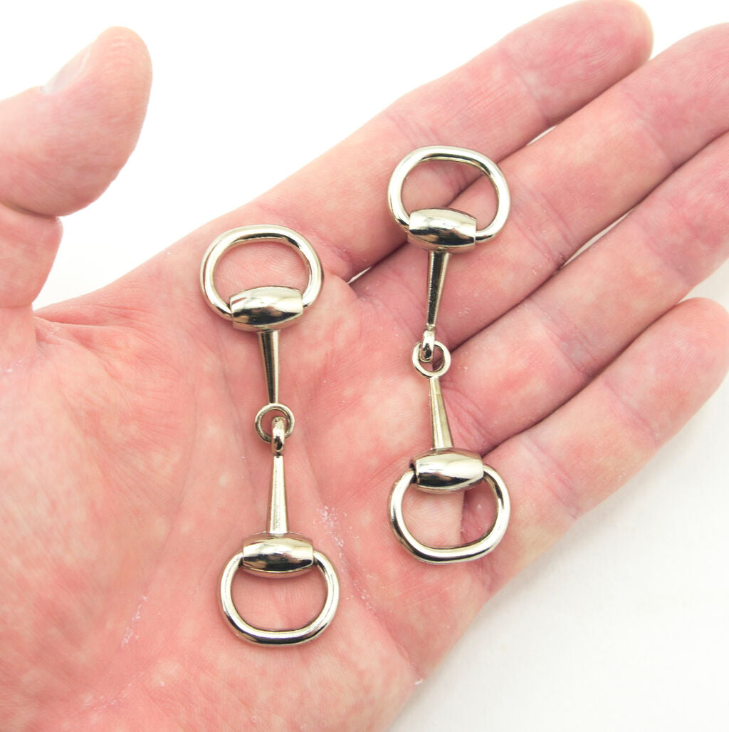 Close-up of 80 mm silver tone buckle for belts and bags