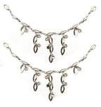 Silver tone metal leaf link chain with lobster clasps.