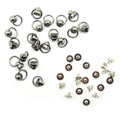 Set of decorative gun metal tone binding screws with rings.