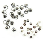 Set of decorative gun metal tone binding screws with rings.