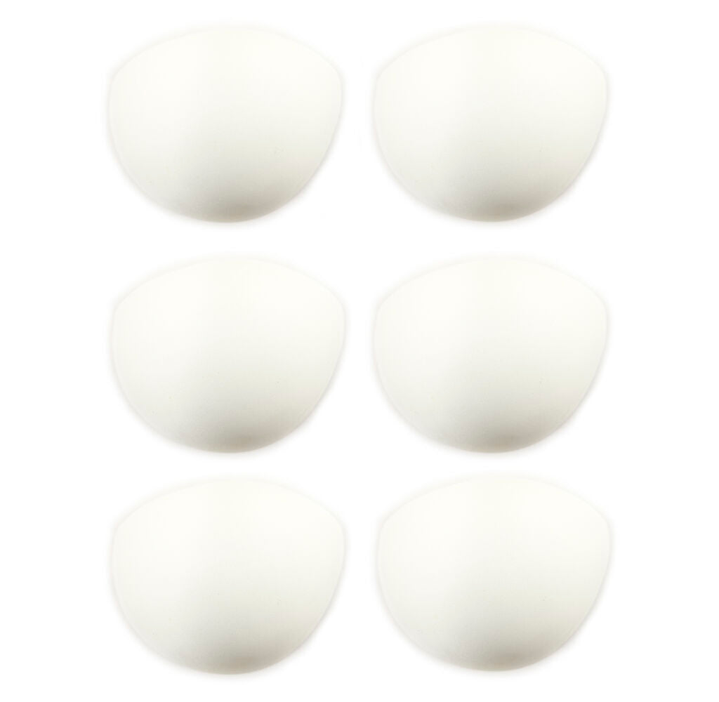 Three pairs of 5XL white bra pads displayed on a flat surface.