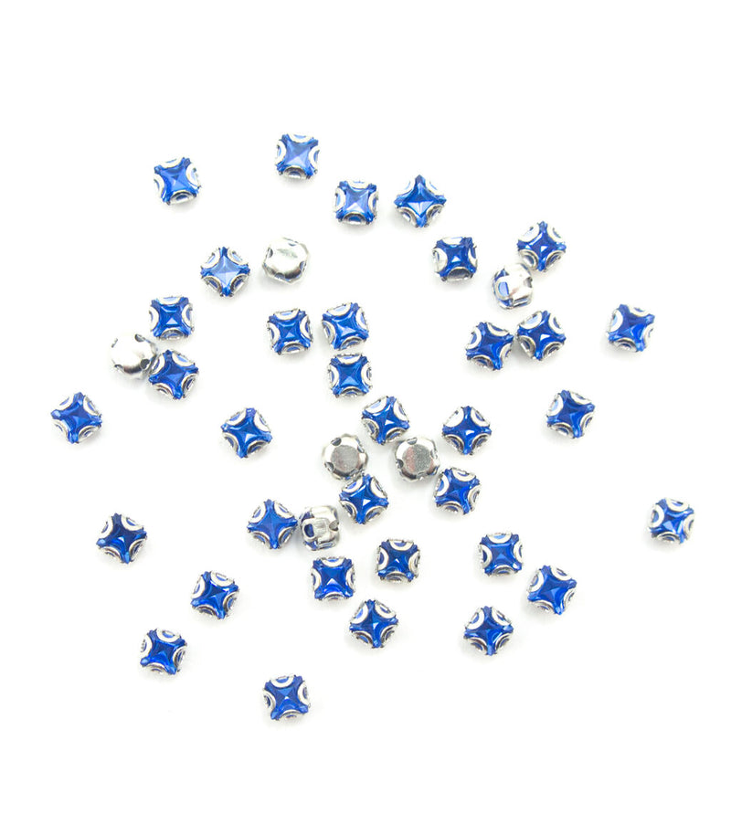 Set of 25 small royal blue glass crystal sew in trims