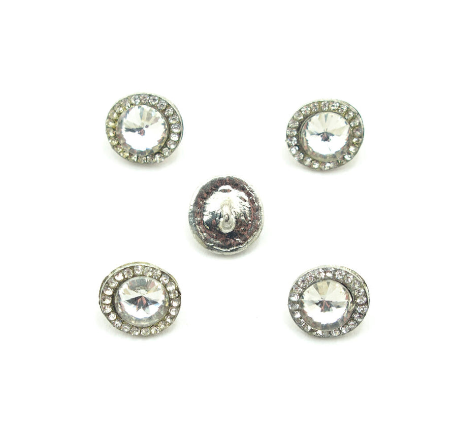 Clear Glass Crystal Fashion Buttons With Metal Backs