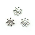 Set of 3 large clear glass crystal and pearl flower buttons.