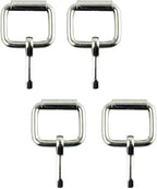 Close-up of a square metal roller buckle, 25 x 25 mm size