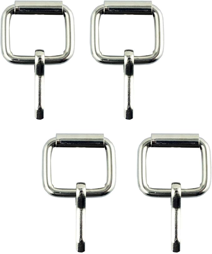 Close-up of a square metal roller buckle, 25 x 25 mm size