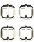 Set of 4 square silver-tone metal roller buckles for accessories