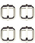 Set of 4 square silver-tone metal roller buckles for accessories