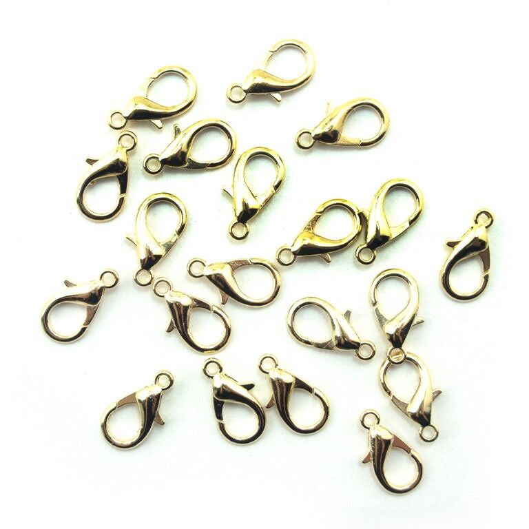 Pack of 20 Gold-Tone Lobster Claw Clasps for Craft, Garment & Accessory Making - 18 mm