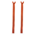 Two cinnamon brown invisible zippers, 14 inch length.