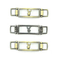 Set of 3 gold-gunmetal-tone bunny embellishments for leather goods.