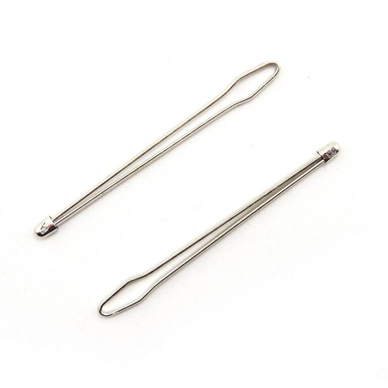 Two steel elastic ribbon threaders on a white background.