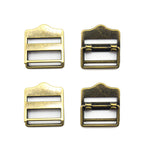 Set of 4 antique gold tone metal buckles for fastening garments