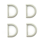 Set of 4 silver tone metal D rings for crafting projects.