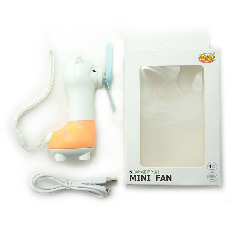 Llama handheld electric fan with USB charger in a cute design.