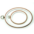 Large wood-effect oval embroidery hoop measuring 21 x 15 cm