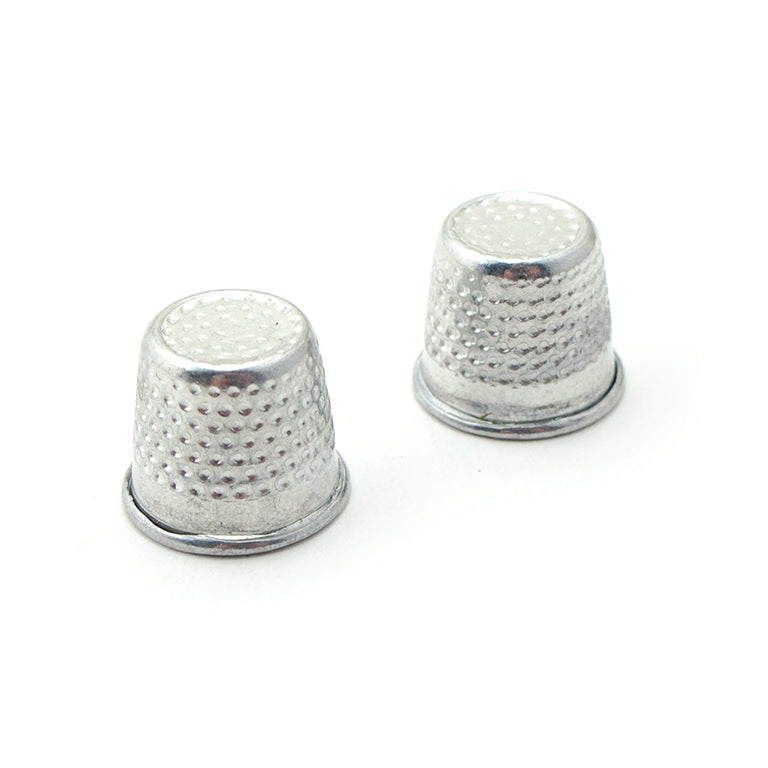 A pair of stainless steel thimbles with a 16 mm diameter.