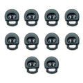 Set of 10 black metal hoodie cord locks displayed on a white background.