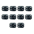 Set of 10 black metal hoodie cord locks displayed on a white background.