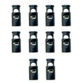 Set of 10 black metal hoodie cord locks displayed on a white background.