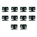 Set of 10 round black metal hoodie cord locks displayed