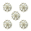 Set of 5 decorative snowflake buttons with clear crystals