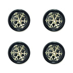 Set of 4 snow flake buttons in black acrylic setting