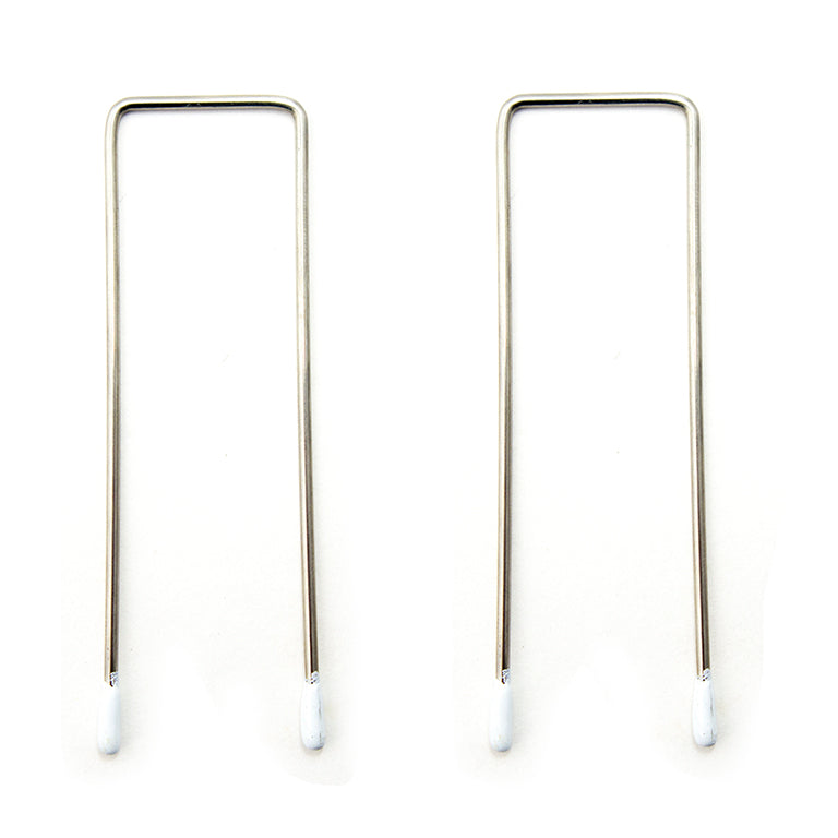 Two metal square wires for bra and corset making.