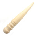 Wooden polish stick for leathercraft with grooves for burnishing.
