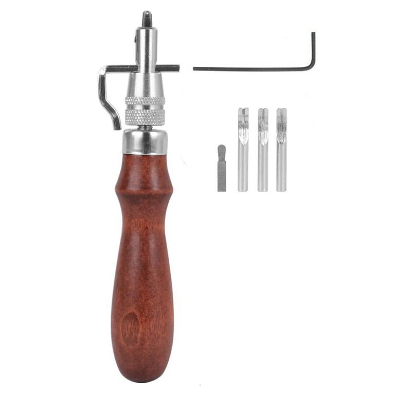 7 in 1 professional leathercraft stitching groover with wood handle.