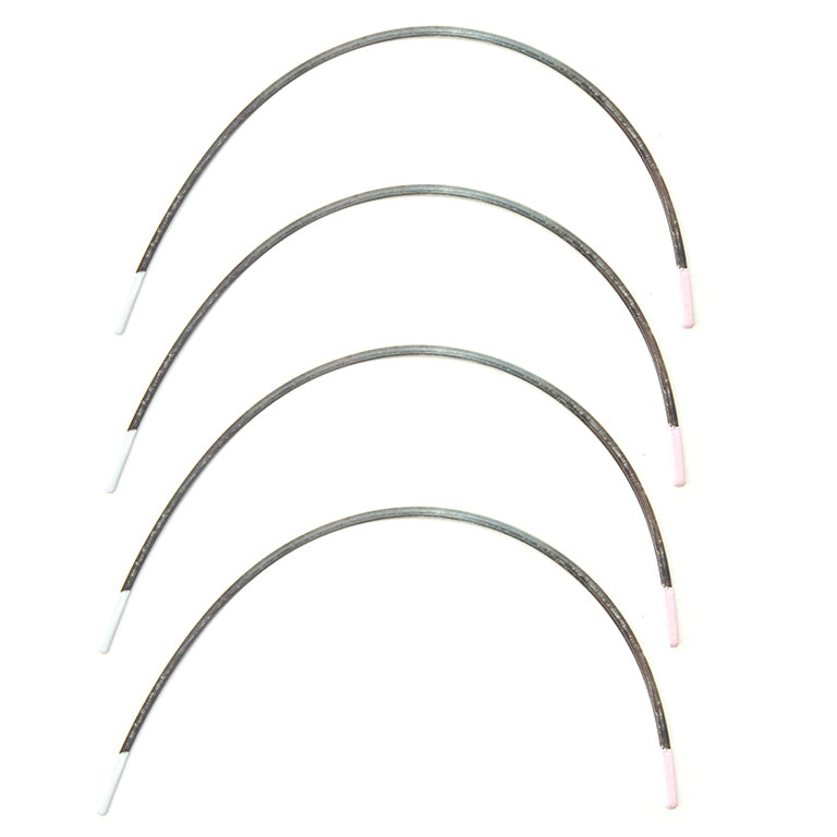 Two pairs of medium flexible metal bra wires displayed together.